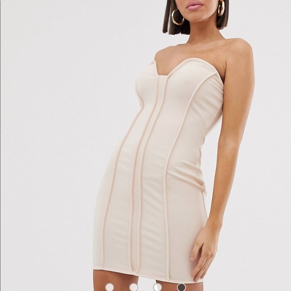 Missguided bandeau bodycon mini dress with seam details in champagne - Picture 2 of 5